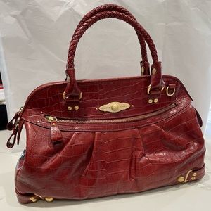 Pristine Elliott Lucca handbag - rich red croc embossed leather w/gold accents